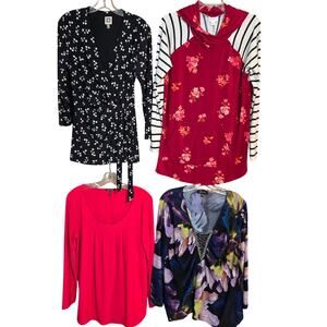 Women's Large 12 14 Tops Shirts Blouses Sweaters Wholesale Bulk Lot of 4 L